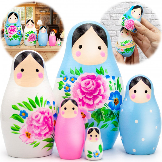Russian Matryoshka Dolls, Kawaii Room Decor and Desk Accessories Set of 5 Pcs