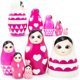 Nesting Dolls Pink Set 5 pcs - Cute Russian Dolls Pink Decorations