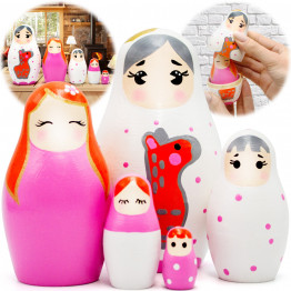Pink Nesting Dolls for Set of 5 pcs - Russian Dolls Pink Room Decor