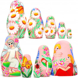 Fairy Nesting Dolls Set of 5 pcs - Fairy Handmade Wood Russian Matryoshka Dolls