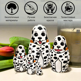 Dog Nesting Dolls Set 5 pcs - Matryoshka Dolls Dalmatian Dog Figurine