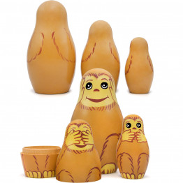 Monkey Nesting Dolls Set 3 pcs - Hear No Evil See No Evil Speak No Evil Monkeys