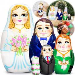 Wedding Nesting Dolls Set 5 pcs - Russian Dolls Bride and Groom, Matryoshka Dolls Wedding Gifts