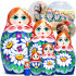 Traditional Russian Nesting Dolls Set 6 pcs - Russian Doll with Hand Painted Chamomile Flowers