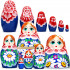 Traditional Russian Nesting Dolls Set 6 pcs - Russian Doll with Hand Painted Chamomile Flowers