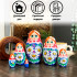 Traditional Russian Nesting Dolls Set 6 pcs - Russian Doll with Hand Painted Chamomile Flowers