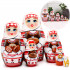 Traditional Russian Matryoshka Dolls – 6 Wooden Nesting Dolls with Slavic Symbols and Bread