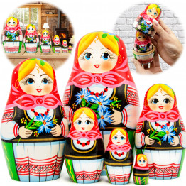 Belarusian traditional matryoshka with cornflowers set of 6 pieces