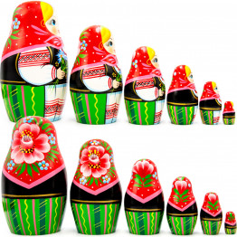 Belarusian traditional matryoshka with cornflowers set of 6 pieces