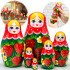 Nesting Doll with Strawberries Set of 6 pcs - Matryoshka Strawberry Themed Gifts