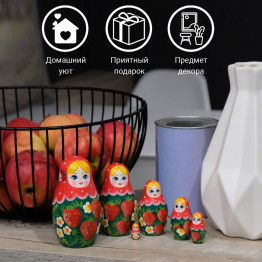 Nesting Doll with Strawberries Set of 6 pcs - Matryoshka Strawberry Themed Gifts