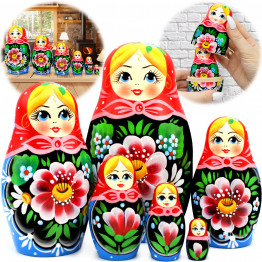 Russian Nesting Dolls Set of 6 pcs - Babushka Dolls Hand Painted Flowers