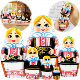 Traditional Belarusian Matryoshka Dolls Set – 6 Hand-Painted Wooden Nesting Dolls