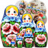 Hand-Painted Wooden Nesting Dolls with Roses Design 7 Pcs