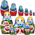 Hand-Painted Wooden Nesting Dolls with Roses Design 7 Pcs