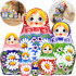 Handmade Matryoshka Dolls wiith Meadow Flower Decorations Set of 6 pcs