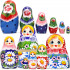 Handmade Matryoshka Dolls wiith Meadow Flower Decorations Set of 6 pcs