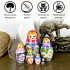 Handmade Matryoshka Dolls wiith Meadow Flower Decorations Set of 6 pcs