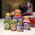 Handmade Matryoshka Dolls wiith Meadow Flower Decorations Set of 6 pcs