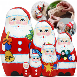 Santa Claus Nesting Dolls Set of 6 pcs - Russian Christmas Nesting Dolls