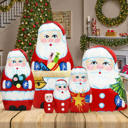Santa Claus Nesting Dolls Set of 6 pcs - Russian Christmas Nesting Dolls