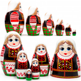 Kalinkovichi Nesting Dolls Set 6 pcs - Collectible Matryoshka Doll in Slavic Clothing