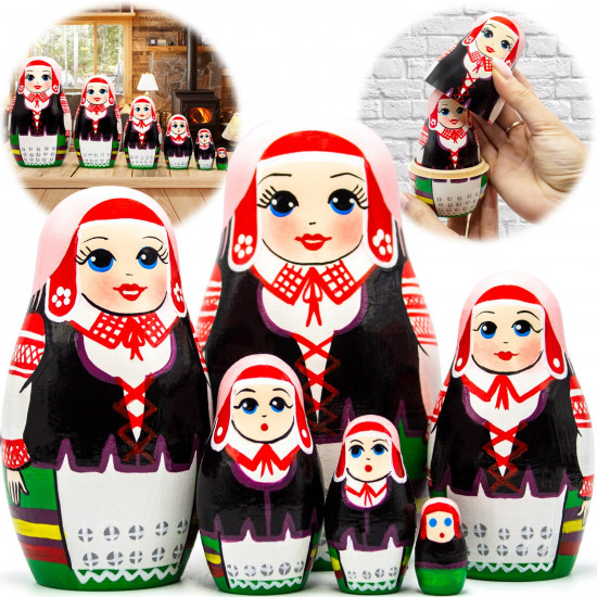 Matryoshka in Maladzyechna Folk Costume, Collector’s Series, Set of 6 pcs