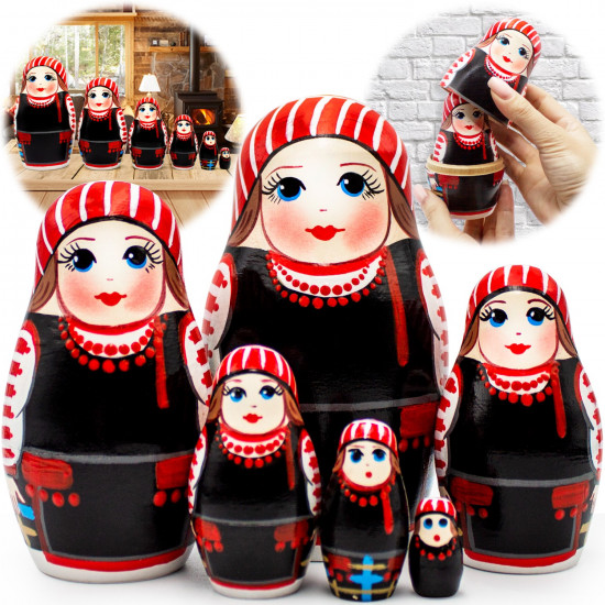 Matryoshka «Neglubka Attire», Set of 6 pcs. Collection «Traditional Women's Costumes of Belarus»
