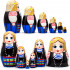 Belarussian Matryoshka Dolls in Novogrudok Traditional Dress with Ethnic Patterns Set 6 pcs