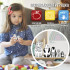 Set of black and white nesting dolls with animals, 6 pcs.
