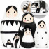 Black and White Nesting Dolls Set 6 pcs - Striped Room Decor