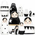 Black and White Nesting Dolls Set 6 pcs - Striped Room Decor