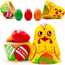 Chicken Nesting Dolls - Hen with Eggs Easter Decorations - Chicken Gifts for Chicken Lovers