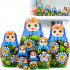 Wooden Nesting Doll in a Sarafan with Gerberas – Set of 7 Pieces