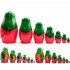 Matryoshka Nesting Dolls in Green Head Scarf and Sarafan with Pink Rose Decorations Set of 7 pcs