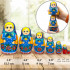 Wooden Matryoshka Dolls with Blue Head Scarf and Sarafan Dress Set of 7 pcs