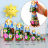 Nesting Dolls in Sarafan Dress with Dahlias and Daisies Flowers Set of 7 pcs