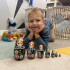 Nesting Dolls in Sarafan Dress with Dahlias and Daisies Flowers Set of 7 pcs