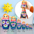 Russian Matryoshka Dolls Set of 7 pcs - Nesting Dolls in Sarafan Dress with Bouquet of Chamomile Flowers