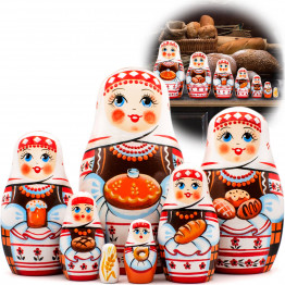 Russian Nesting Dolls Set of 7 pcs - Matryoshka Dolls in Slavic Clothing - Slavic Decor