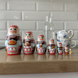 Russian Nesting Dolls Set of 7 pcs - Matryoshka Dolls in Slavic Clothing - Slavic Decor