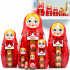 Russian Dolls in Rainbow Sarafan Dress with Meadow Flowers Set of 7 pcs