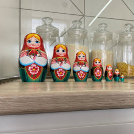Matryoshka Doll in Belarussian Traditional Sarafan Dress with Ornaments Set of 7 pcs