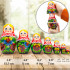 Matryoshka Dolls in Red Head Scarf and Sarafan Dress with Pansy Flowers Set of 7 Pcs