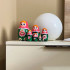 Matryoshka Doll in Pink Head Scarf and Sarafan Dress with Sakura Flower Set of 7 Pcs