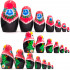 Matryoshka Doll in Pink Head Scarf and Sarafan Dress with Sakura Flower Set of 7 Pcs