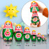Matryoshka Doll in Pink Head Scarf and Sarafan Dress with Sakura Flower Set of 7 Pcs