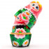 Matryoshka Doll in Pink Head Scarf and Sarafan Dress with Sakura Flower Set of 7 Pcs