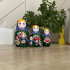 Matryoshka Doll in Purple Head Scarf - Russian Nesting Dolls Set of 7 pcs