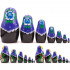 Matryoshka Doll in Purple Head Scarf - Russian Nesting Dolls Set of 7 pcs